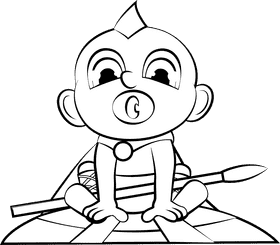Cute Spartan black and white clipart