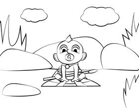 Cute Spartan black and white vector