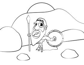 Funny Spartan black and white vector