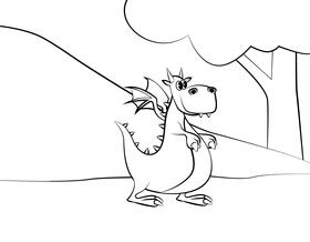 Dragon black and white vector