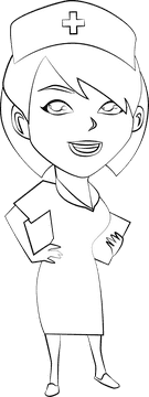 Cute Nurse black and white clipart