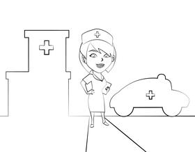 Cute Nurse black and white vector