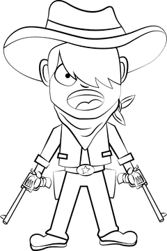 Cute Cowboy black and white clipart