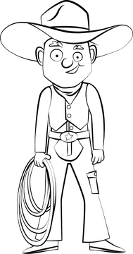 Cowboy black and white clipart