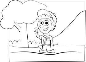Cute Boy Scout black and white vector