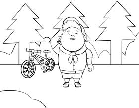 Boy Scout black and white vector