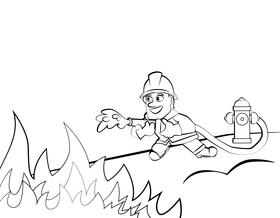 Cute Firefighter black and white vector