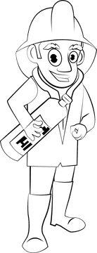 Firefighter black and white clipart