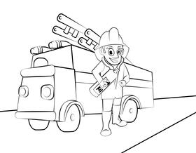 Firefighter black and white vector