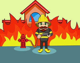 Funny Firefighter vector