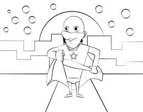 Funny Superhero black and white vector