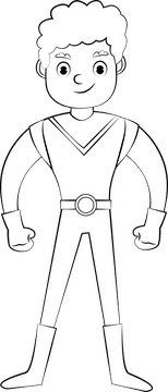Cute Superhero black and white clipart