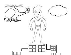 Cute Superhero black and white vector