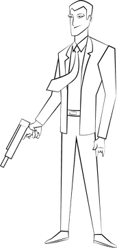 Superhero black and white clipart