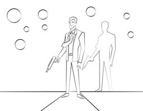 Superhero black and white vector