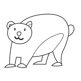 Cute cartoon bear drawing black and white clipart