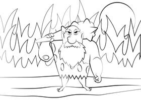 Funny Caveman black and white vector