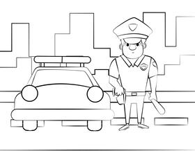 Cute Police black and white vector