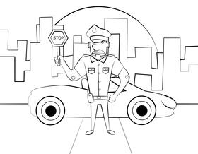 Police black and white vector