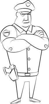 Funny Police black and white clipart