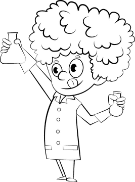 Cute Scientist black and white clipart