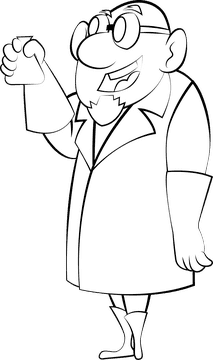 Funny Scientist black and white clipart