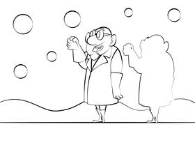 Funny Scientist black and white vector