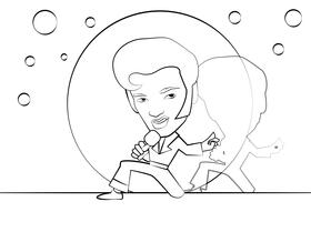 Cute elvis presley black and white vector