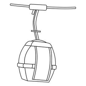Cable car cartoon black and white clipart