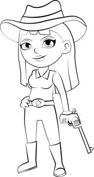 Cowgirl black and white clipart