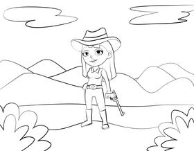 Cowgirl black and white vector