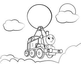 Thomas the train black and white vector