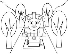 Thomas the train black and white vector