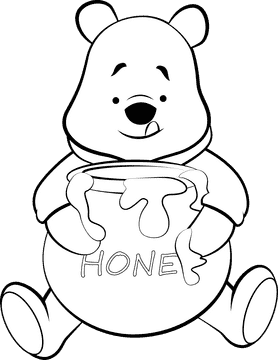 Winnie the pooh cartoon black and white clipart