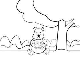 Winnie the pooh cartoon black and white vector