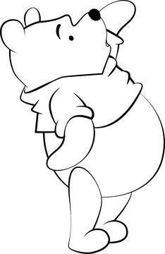 Winnie the pooh cartoon character black and white clipart
