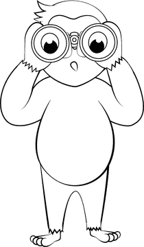 Curious George black and white clipart