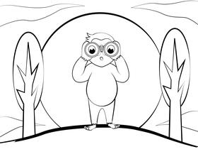 Curious George black and white vector