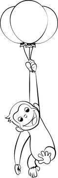 Curious George black and white clipart