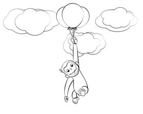 Curious George black and white vector