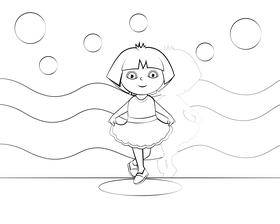 Cute Dora the Explorer black and white vector