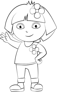 Dora the Explorer cartoon black and white clipart