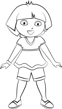 Dora the Explorer cartoon black and white clipart