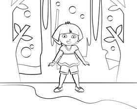 Dora the Explorer cartoon black and white vector