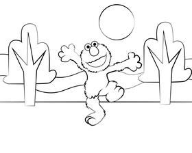 Elmo Sesame Street black and white vector