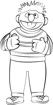 Ernie Sesame Street black and white clipart