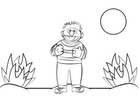 Ernie Sesame Street black and white vector