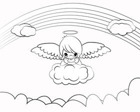 Cute Precious Moments black and white vector