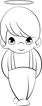 Funny Precious Moments black and white clipart