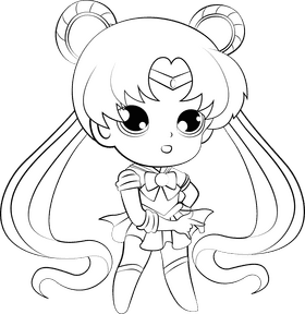 Cute Sailor Moon black and white clipart